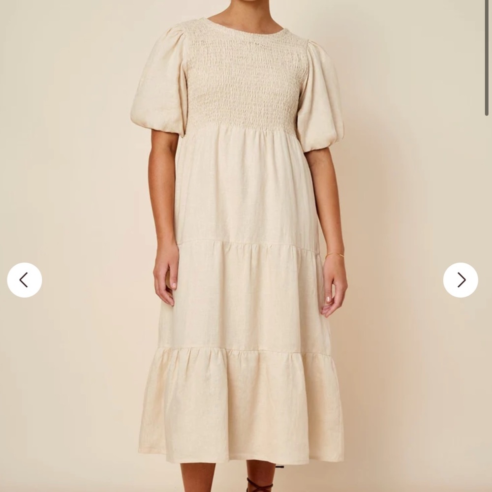Faithfull The Brand “Alberte Dress” in color Plain Sand. Size 6.